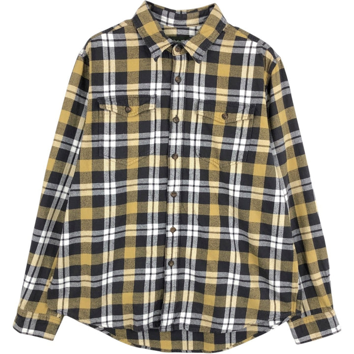 Eddie Bauer Lightflannel Check Shirt, Men's Size L cotton yellow type Vintage Second Hand