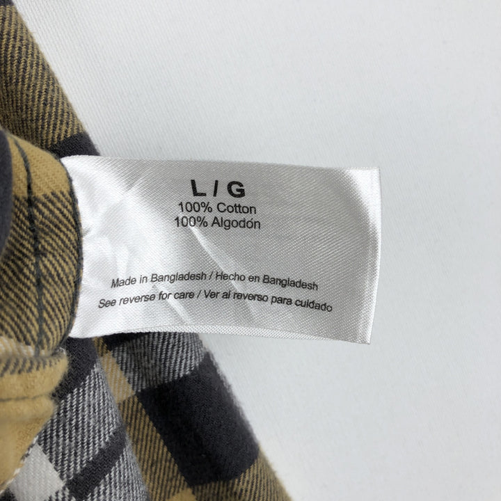 Eddie Bauer Lightflannel Check Shirt, Men's Size L cotton yellow type Vintage Second Hand