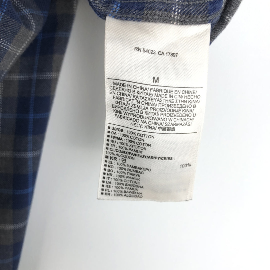 Banana Republic LUXE FLANNEL SLIM FIT Long Sleeve Button-Down Light Flannel Check Shirt (Men's Size M) cotton blue type Vintage Second Hand