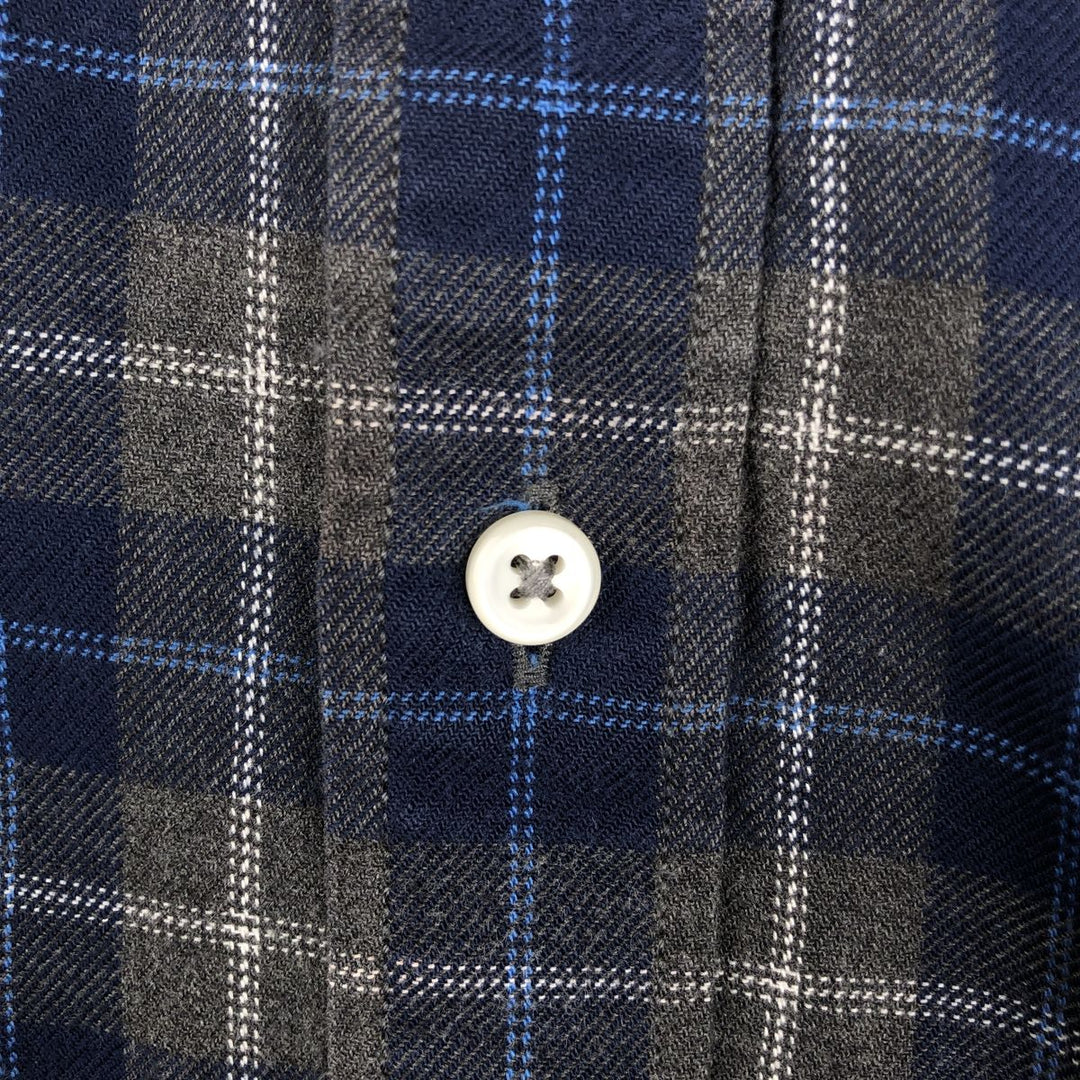 Banana Republic LUXE FLANNEL SLIM FIT Long Sleeve Button-Down Light Flannel Check Shirt (Men's Size M) cotton blue type Vintage Second Hand