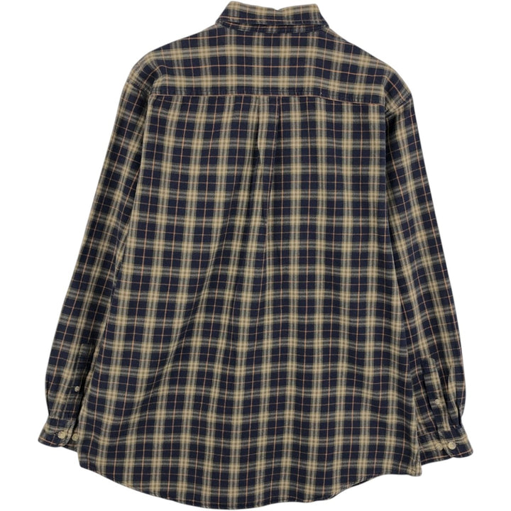 Carhartt long-sleeved button-down flannel check shirt, men's size L cotton navy blue type Vintage Second Hand