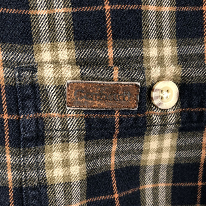 Carhartt long-sleeved button-down flannel check shirt, men's size L cotton navy blue type Vintage Second Hand