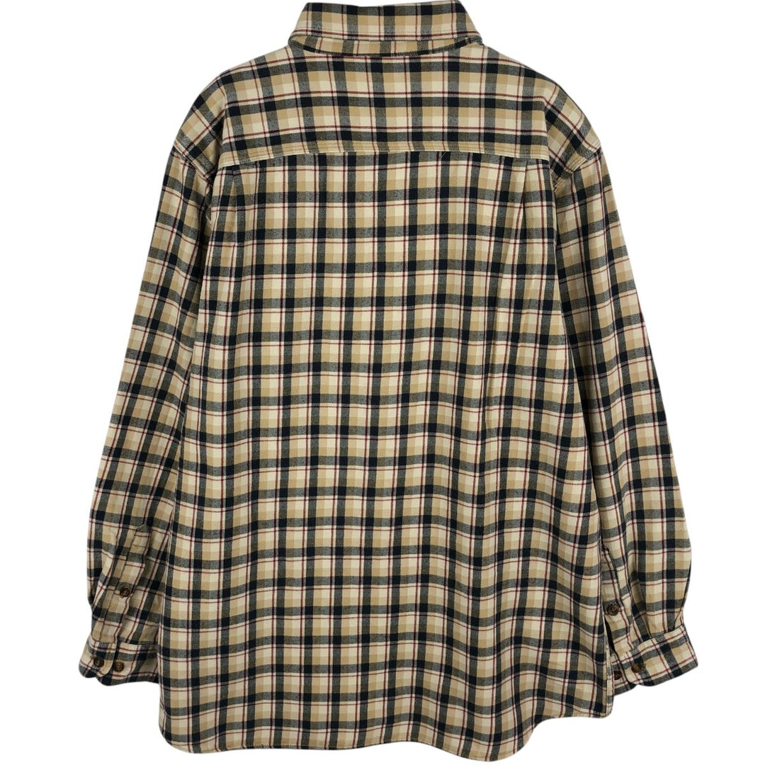 Carhartt Relaxed Fit Long Sleeve Button-Down Light Flannel Check Shirt, Men's Size XL cotton Beige type Vintage Second Hand