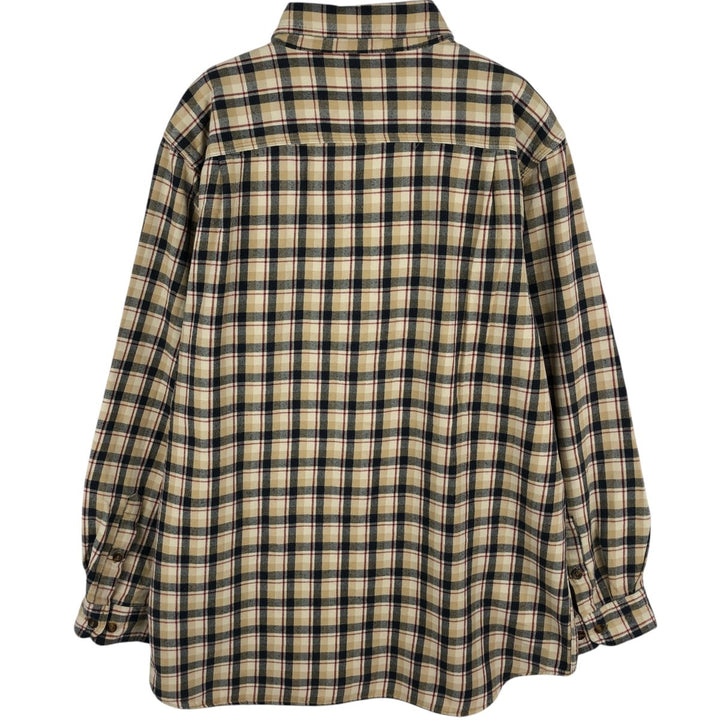 Carhartt Relaxed Fit Long Sleeve Button-Down Light Flannel Check Shirt, Men's Size XL cotton Beige type Vintage Second Hand