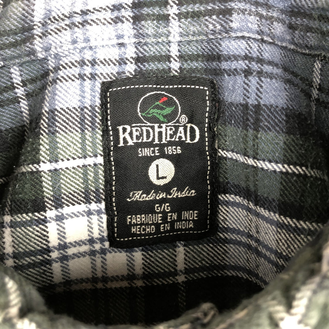 RED HEAD Long-Sleeve Button-Down Flannel Shirt, Men's Size L (approx.) cotton blue type Vintage Second Hand