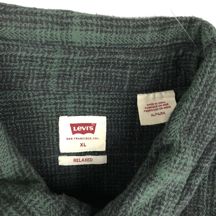 Levi's Relaxed Long Sleeve Flannel Check Shirt, Men's Size XL cotton dark green Vintage Second Hand