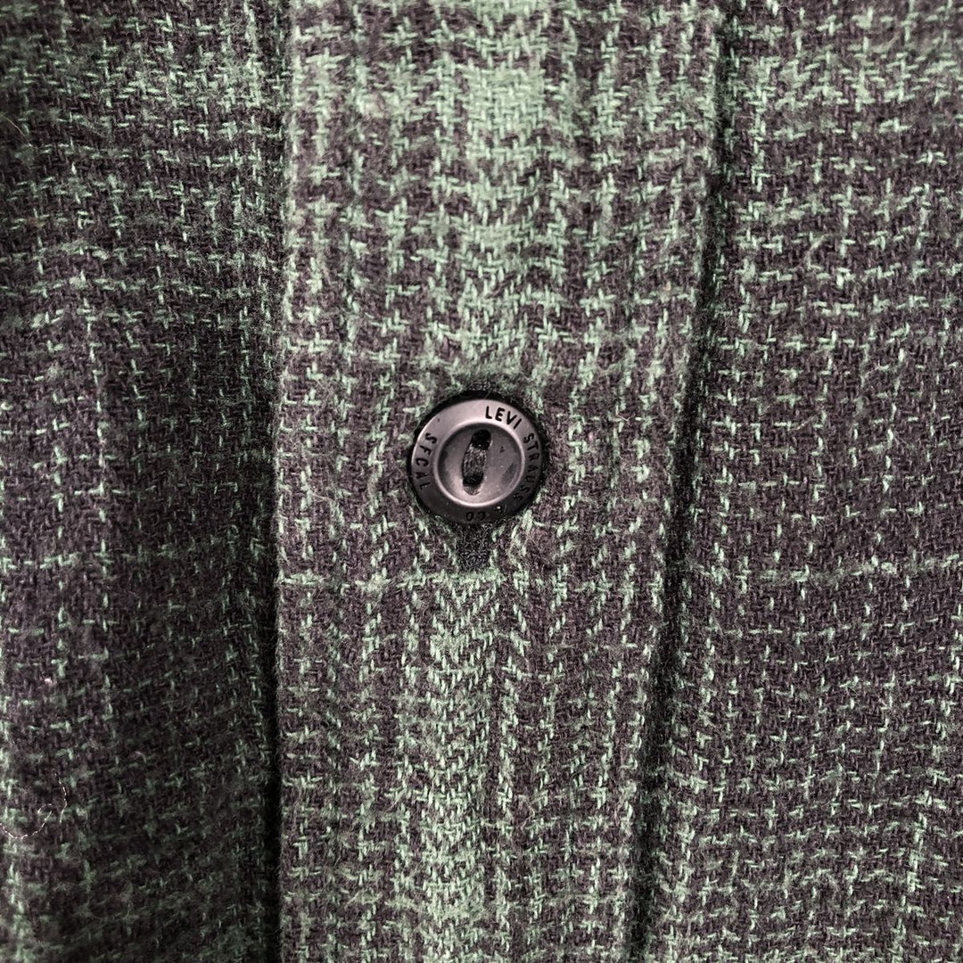 Levi's Relaxed Long Sleeve Flannel Check Shirt, Men's Size XL cotton dark green Vintage Second Hand