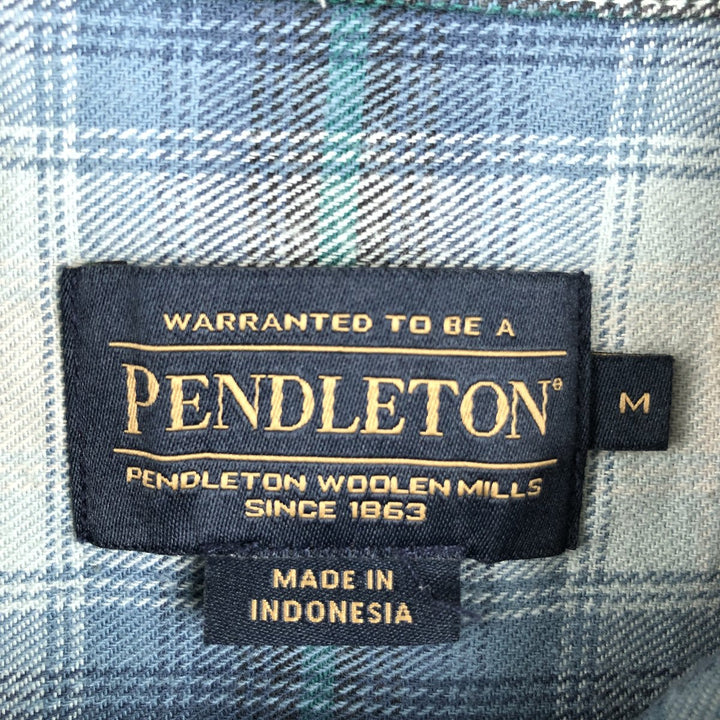 Pendleton long-sleeved light flannel check shirt, men's size M (approx.) cotton blue type Vintage Second Hand