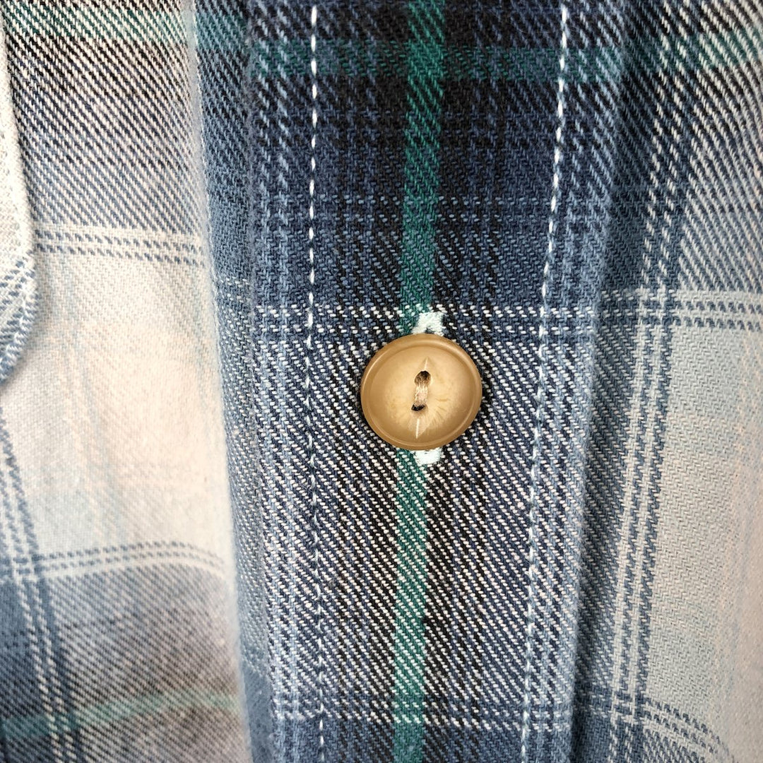 Pendleton long-sleeved light flannel check shirt, men's size M (approx.) cotton blue type Vintage Second Hand
