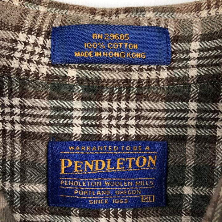 Pendleton PENDLETON Long Sleeve Lightflannel Check Shirt, Men's XL cotton Charcoal Vintage Second Hand