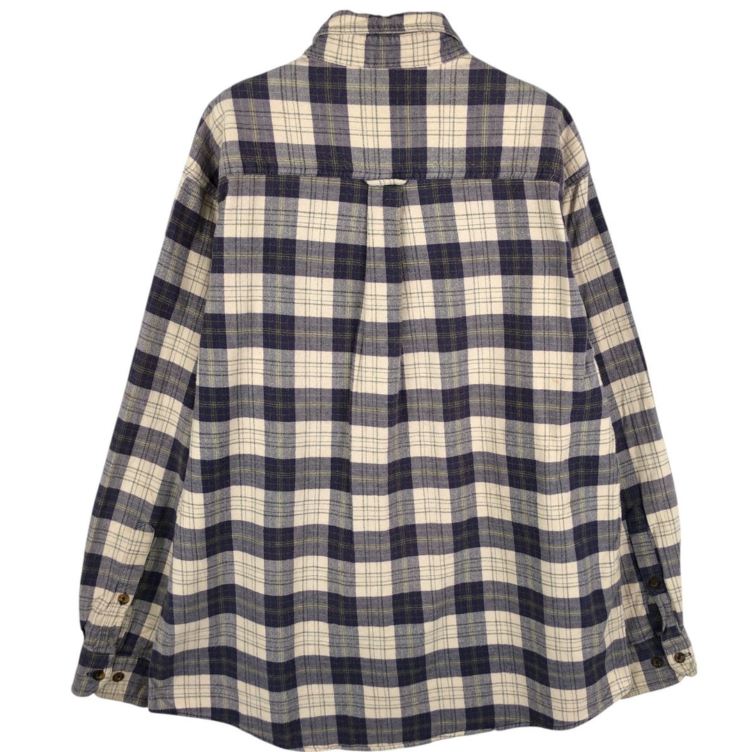 2000'S Woolrich Long-Sleeve Button-Down Light Flannel Check Shirt, Men's Size XL (approx.) unclear navy blue type Vintage Second Hand