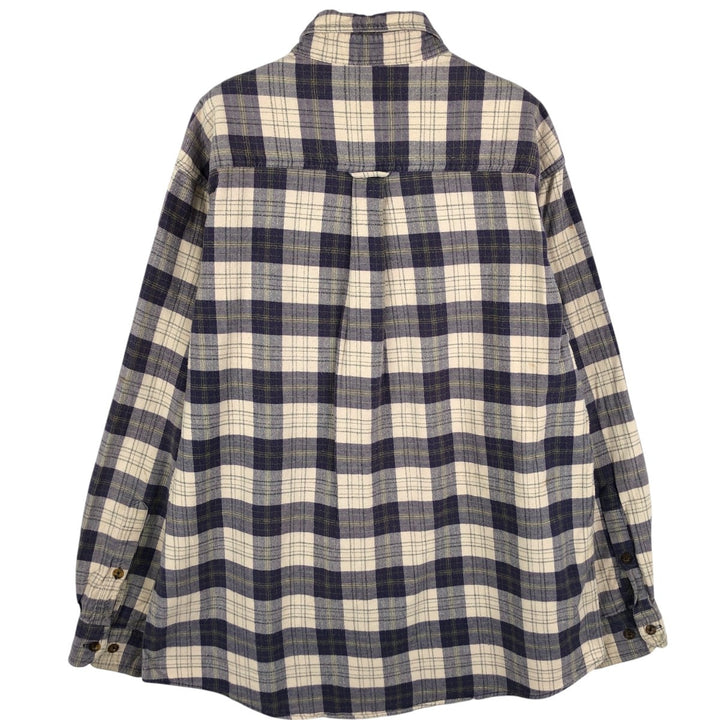 2000'S Woolrich Long-Sleeve Button-Down Light Flannel Check Shirt, Men's Size XL (approx.) unclear navy blue type Vintage Second Hand