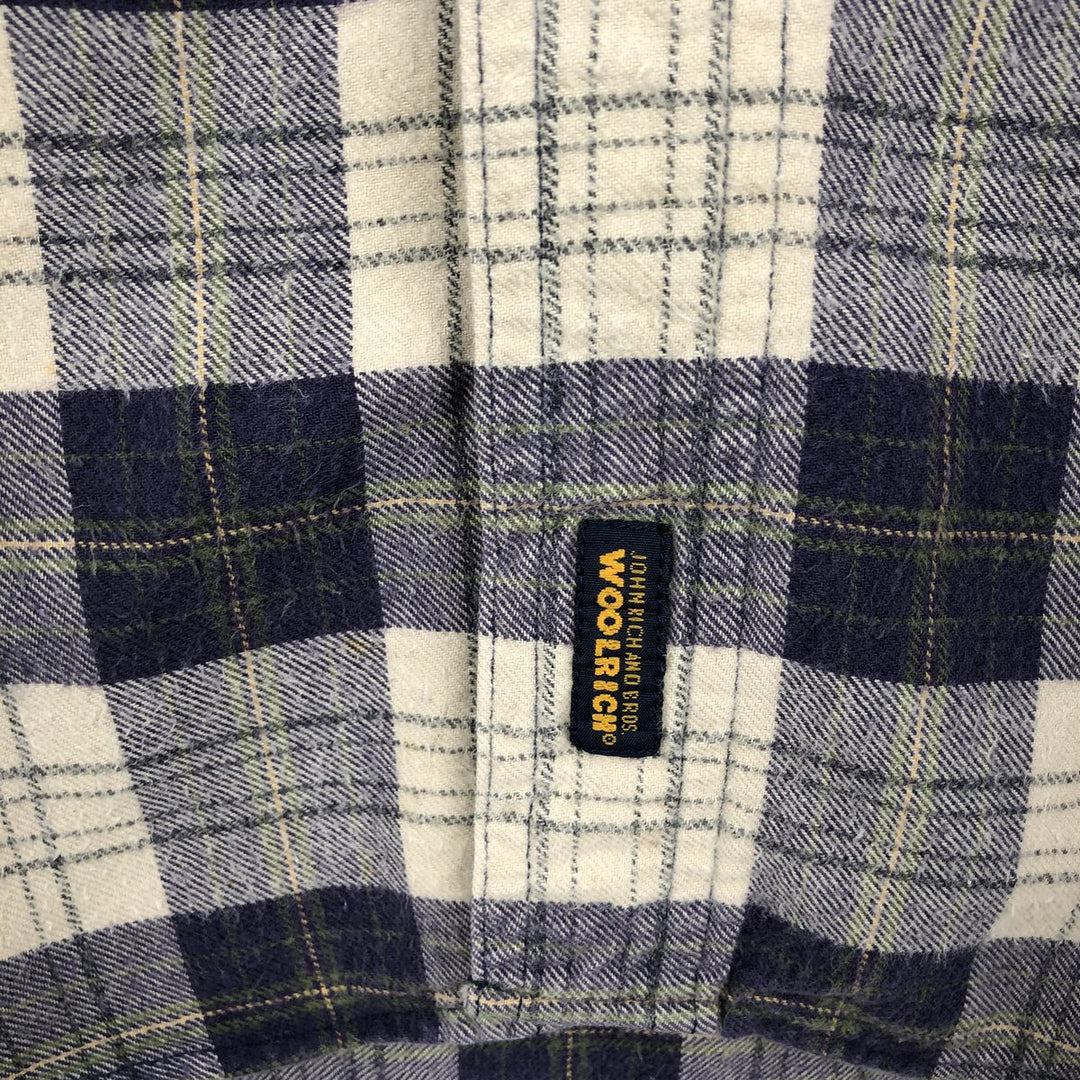 2000'S Woolrich Long-Sleeve Button-Down Light Flannel Check Shirt, Men's Size XL (approx.) unclear navy blue type Vintage Second Hand
