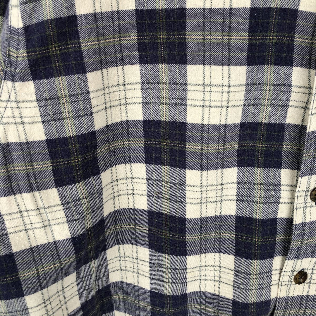 2000'S Woolrich Long-Sleeve Button-Down Light Flannel Check Shirt, Men's Size XL (approx.) unclear navy blue type Vintage Second Hand