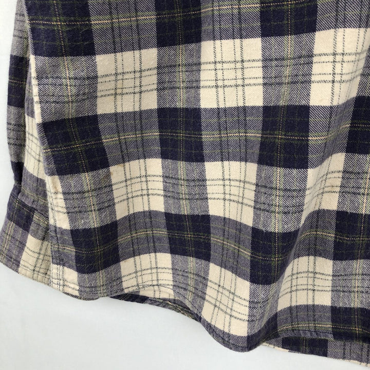 2000'S Woolrich Long-Sleeve Button-Down Light Flannel Check Shirt, Men's Size XL (approx.) unclear navy blue type Vintage Second Hand