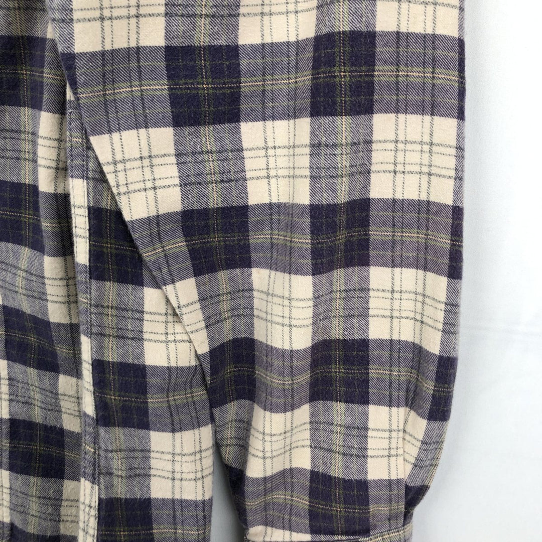 2000'S Woolrich Long-Sleeve Button-Down Light Flannel Check Shirt, Men's Size XL (approx.) unclear navy blue type Vintage Second Hand
