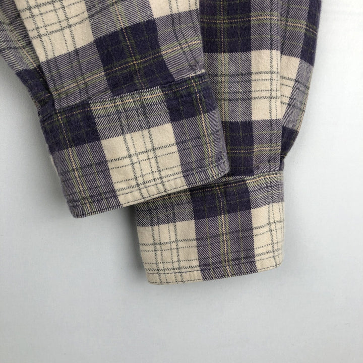 2000'S Woolrich Long-Sleeve Button-Down Light Flannel Check Shirt, Men's Size XL (approx.) unclear navy blue type Vintage Second Hand