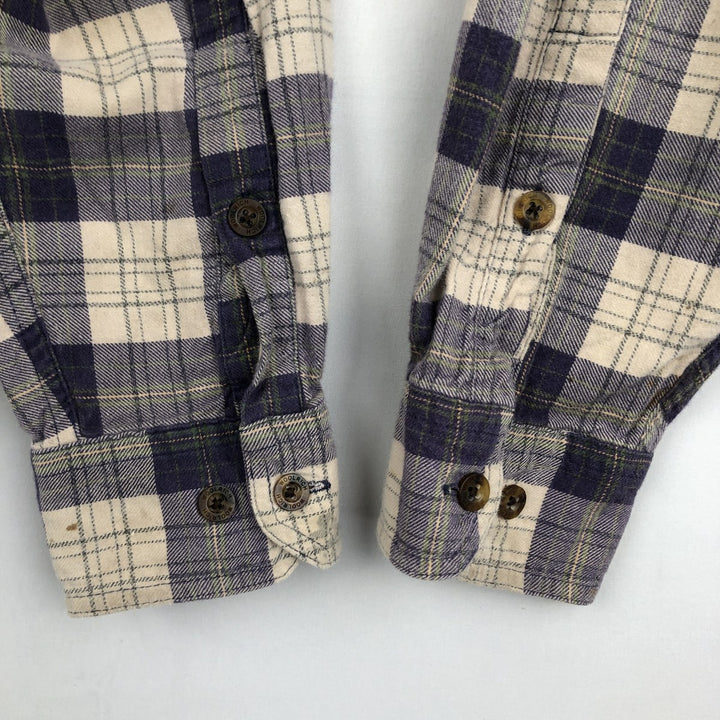 2000'S Woolrich Long-Sleeve Button-Down Light Flannel Check Shirt, Men's Size XL (approx.) unclear navy blue type Vintage Second Hand