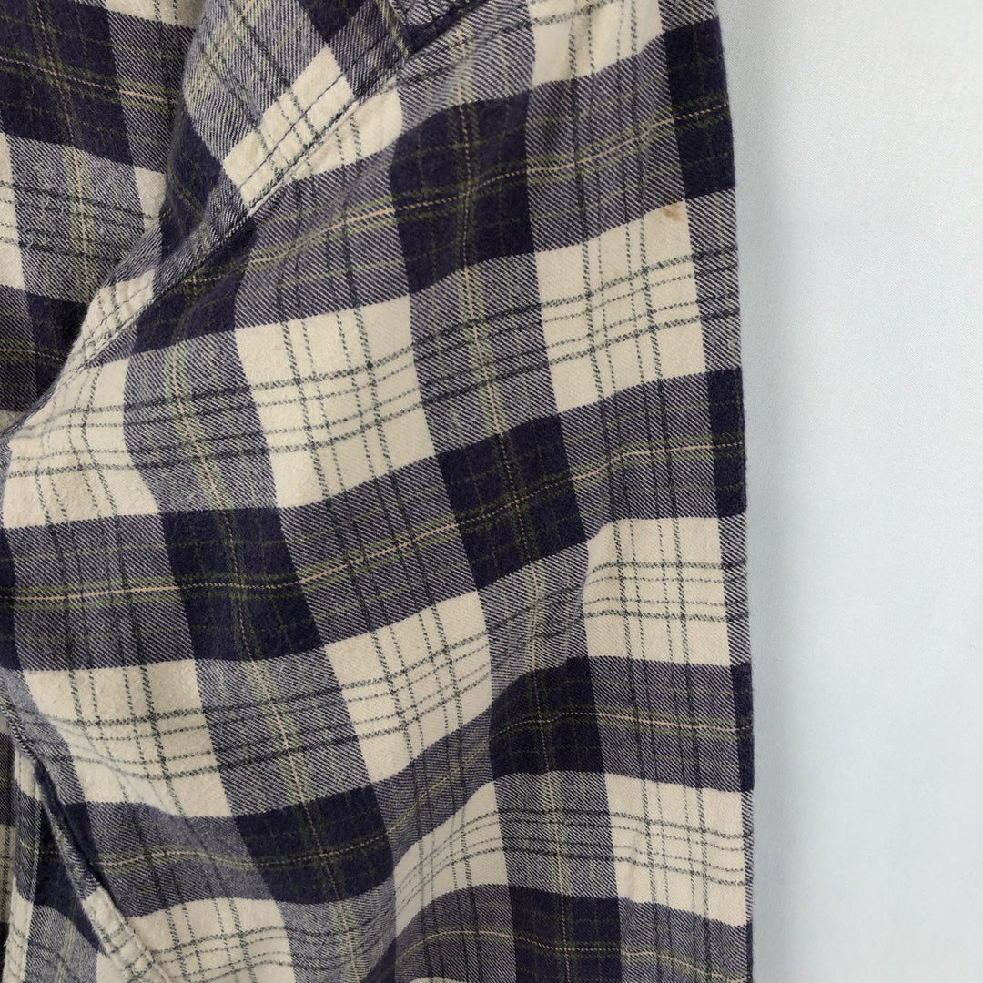 2000'S Woolrich Long-Sleeve Button-Down Light Flannel Check Shirt, Men's Size XL (approx.) unclear navy blue type Vintage Second Hand
