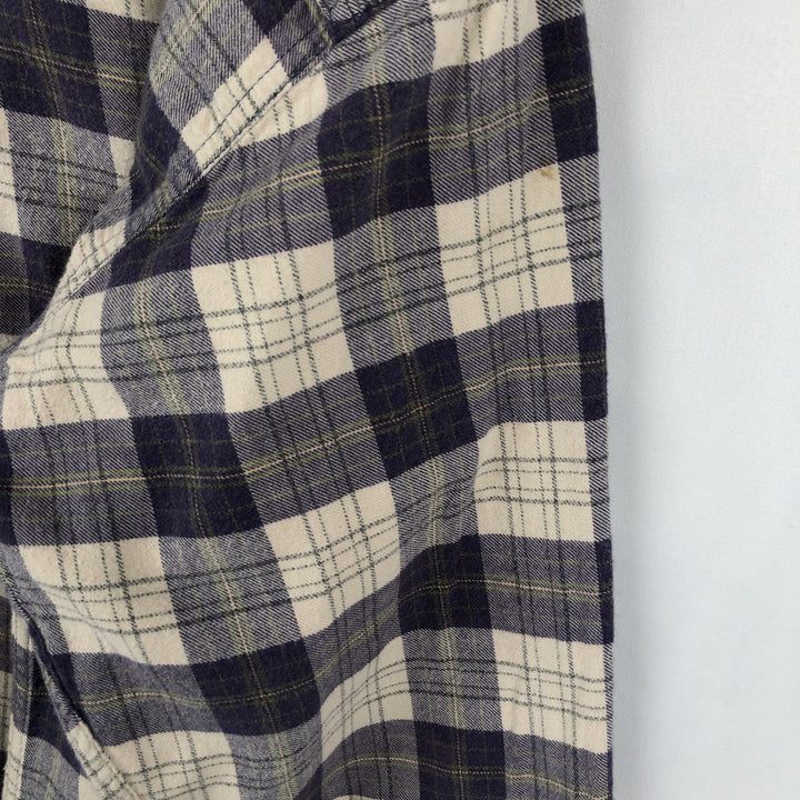 2000'S Woolrich Long-Sleeve Button-Down Light Flannel Check Shirt, Men's Size XL (approx.) unclear navy blue type Vintage Second Hand