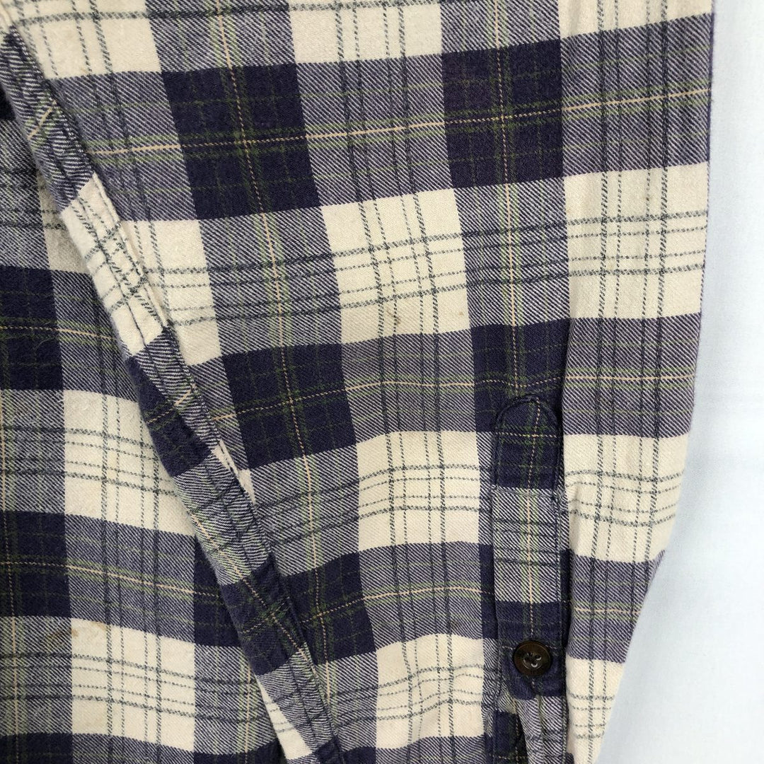 2000'S Woolrich Long-Sleeve Button-Down Light Flannel Check Shirt, Men's Size XL (approx.) unclear navy blue type Vintage Second Hand