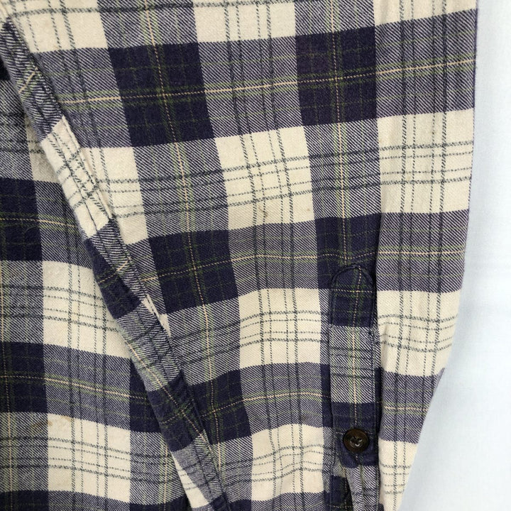 2000'S Woolrich Long-Sleeve Button-Down Light Flannel Check Shirt, Men's Size XL (approx.) unclear navy blue type Vintage Second Hand