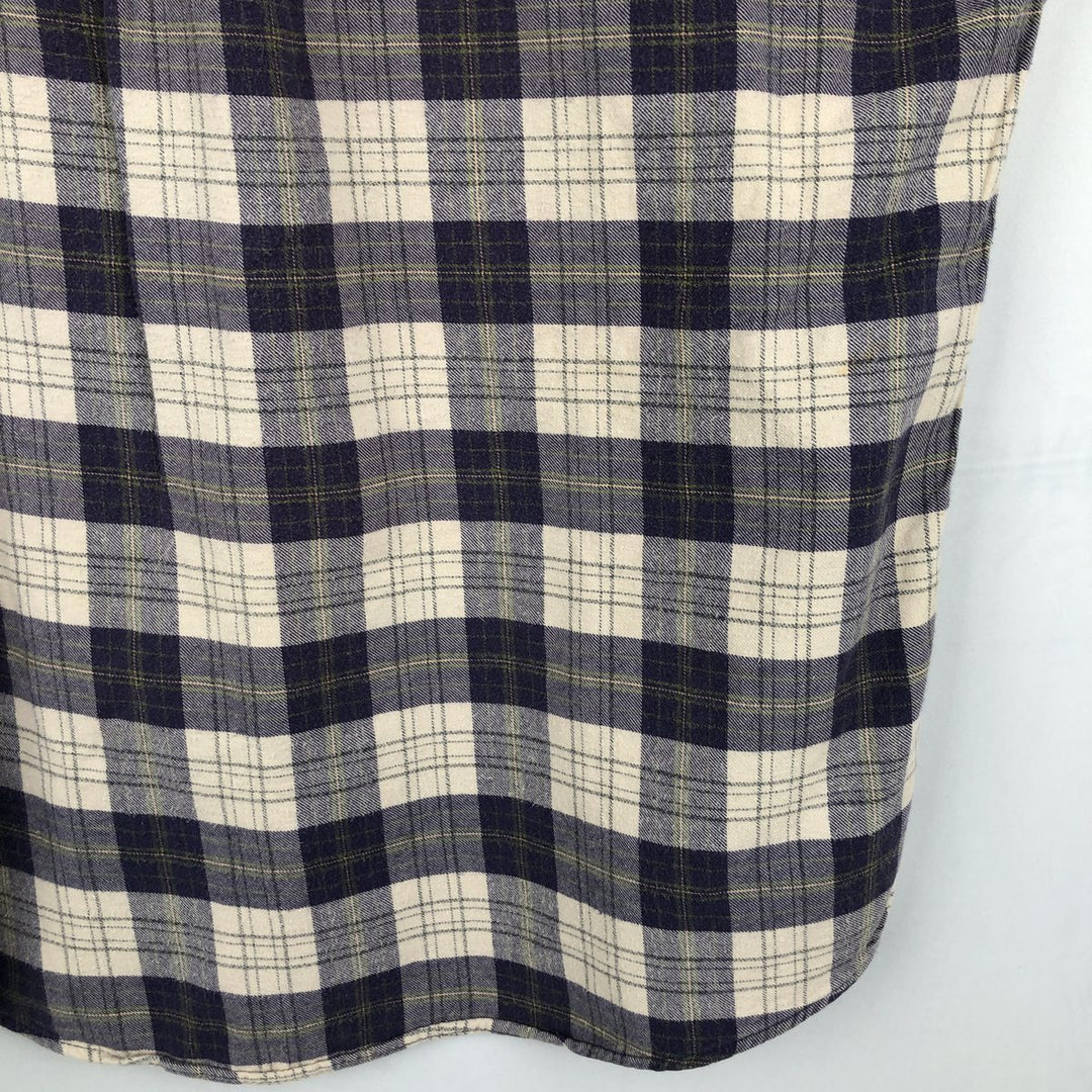 2000'S Woolrich Long-Sleeve Button-Down Light Flannel Check Shirt, Men's Size XL (approx.) unclear navy blue type Vintage Second Hand