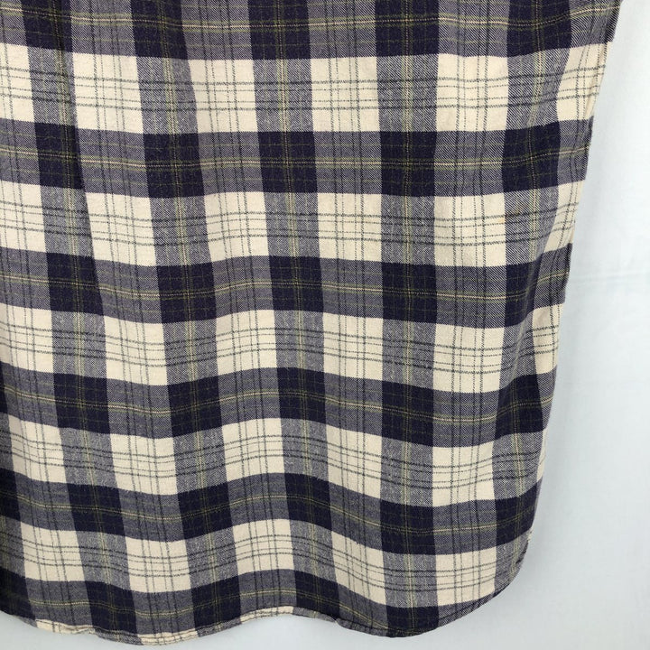 2000'S Woolrich Long-Sleeve Button-Down Light Flannel Check Shirt, Men's Size XL (approx.) unclear navy blue type Vintage Second Hand