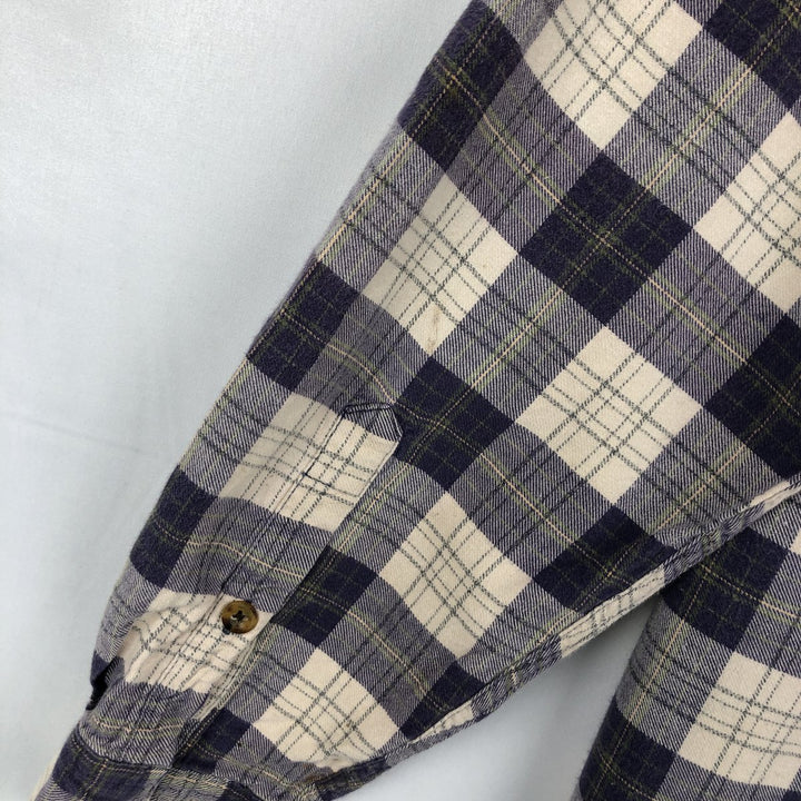 2000'S Woolrich Long-Sleeve Button-Down Light Flannel Check Shirt, Men's Size XL (approx.) unclear navy blue type Vintage Second Hand