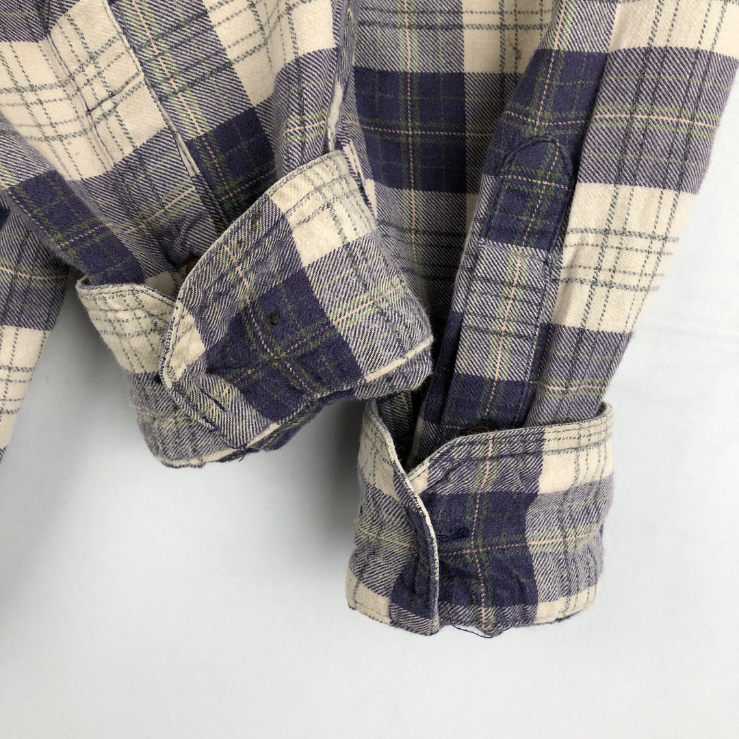 2000'S Woolrich Long-Sleeve Button-Down Light Flannel Check Shirt, Men's Size XL (approx.) unclear navy blue type Vintage Second Hand