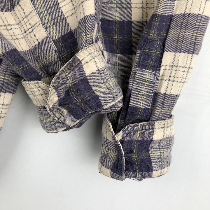 2000'S Woolrich Long-Sleeve Button-Down Light Flannel Check Shirt, Men's Size XL (approx.) unclear navy blue type Vintage Second Hand