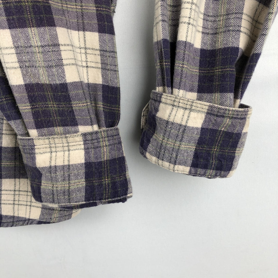 2000'S Woolrich Long-Sleeve Button-Down Light Flannel Check Shirt, Men's Size XL (approx.) unclear navy blue type Vintage Second Hand