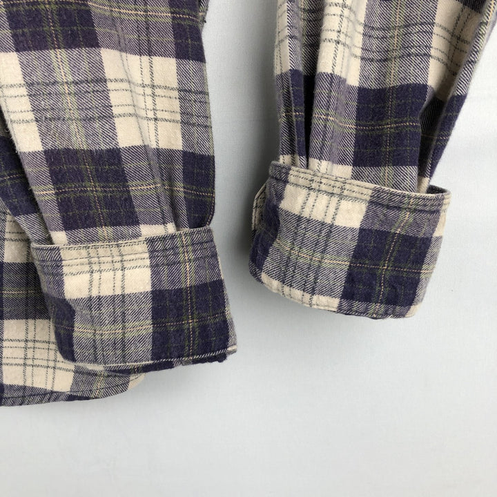 2000'S Woolrich Long-Sleeve Button-Down Light Flannel Check Shirt, Men's Size XL (approx.) unclear navy blue type Vintage Second Hand