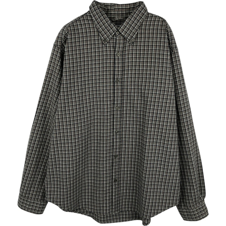 90s-00'S GAP FACTORY STORE Long-Sleeve Button-Down Flannel Check Shirt, Men's Size XL (Equivalent), Vintage cotton gray type Vintage Second Hand