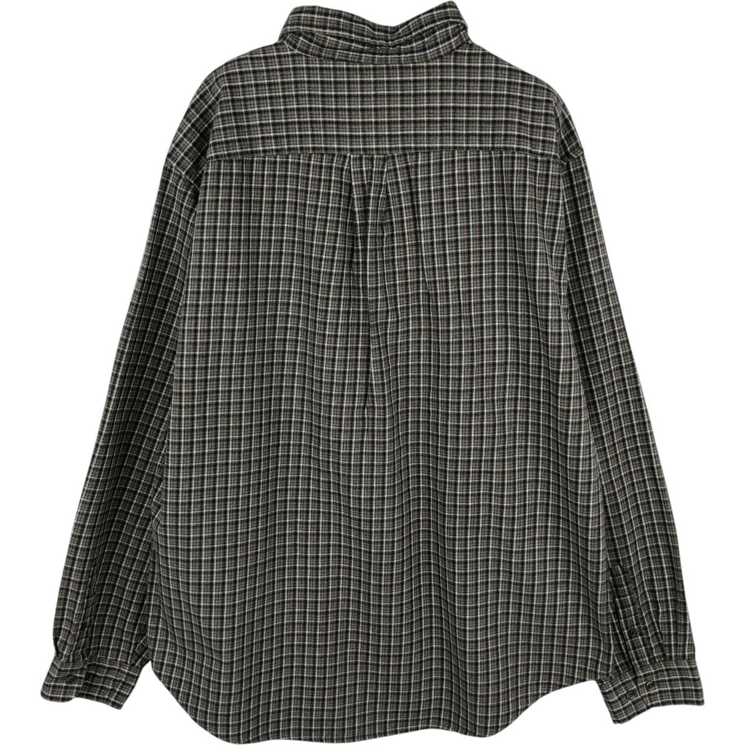 90s-00'S GAP FACTORY STORE Long-Sleeve Button-Down Flannel Check Shirt, Men's Size XL (Equivalent), Vintage cotton gray type Vintage Second Hand
