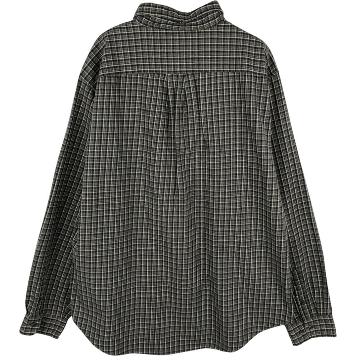 90s-00'S GAP FACTORY STORE Long-Sleeve Button-Down Flannel Check Shirt, Men's Size XL (Equivalent), Vintage cotton gray type Vintage Second Hand
