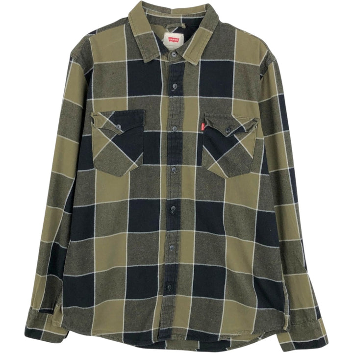 Levi's Long Sleeve Light Nell Check Shirt, Men's Size L cotton green type Vintage Second Hand