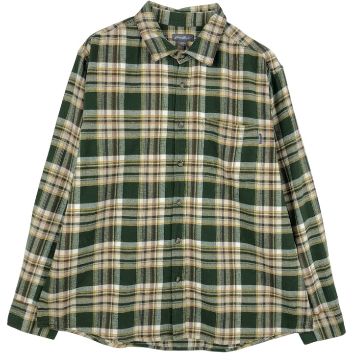 Eddie Bauer Men's Long Sleeve Flannel Check Shirt, Size XL cotton green type Vintage Second Hand
