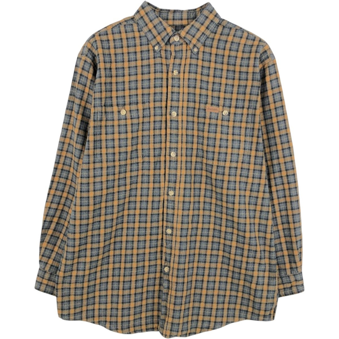 Carhartt long-sleeved button-down flannel check shirt, men's size L cotton navy blue type Vintage Second Hand