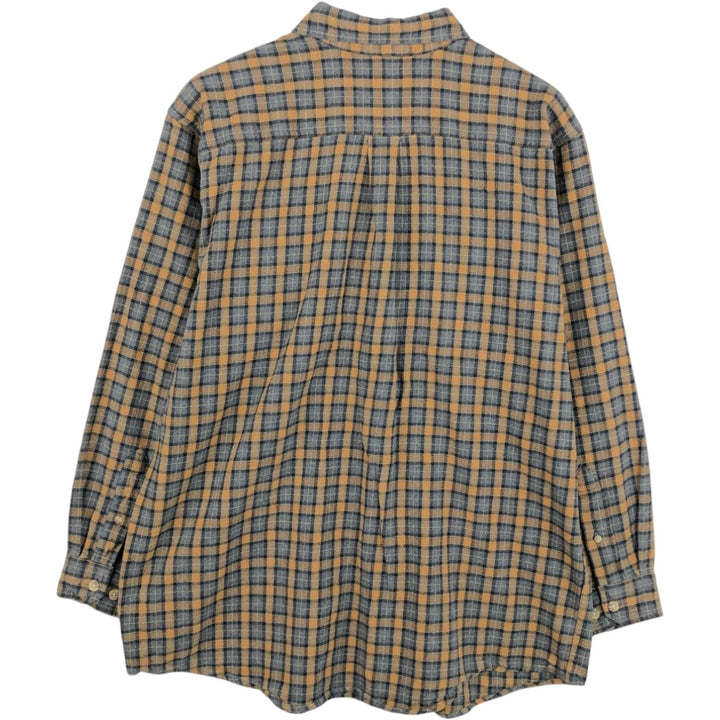 Carhartt long-sleeved button-down flannel check shirt, men's size L cotton navy blue type Vintage Second Hand