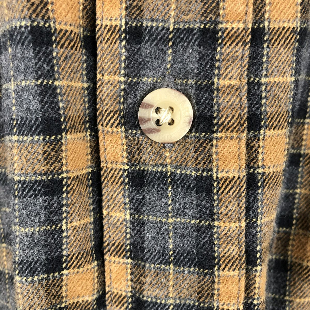 Carhartt long-sleeved button-down flannel check shirt, men's size L cotton navy blue type Vintage Second Hand