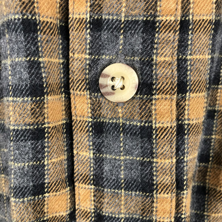 Carhartt long-sleeved button-down flannel check shirt, men's size L cotton navy blue type Vintage Second Hand