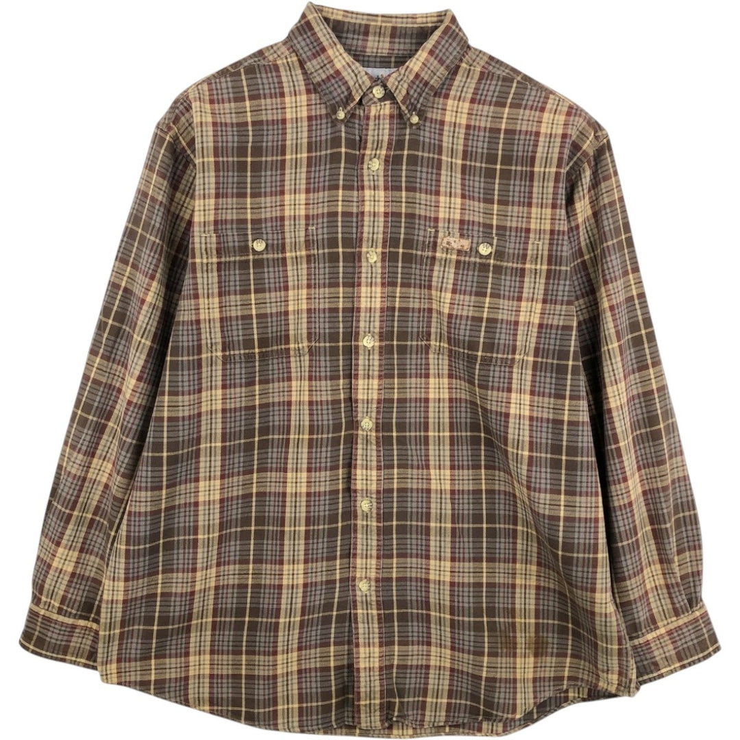 Carhartt long-sleeved button-down flannel check shirt, men's size L cotton Beige type Vintage Second Hand
