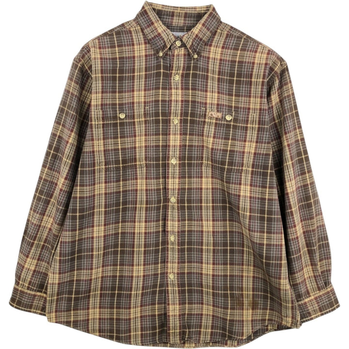 Carhartt long-sleeved button-down flannel check shirt, men's size L cotton Beige type Vintage Second Hand