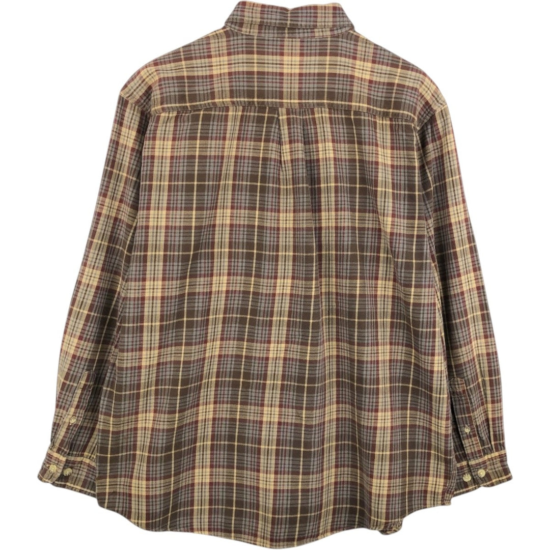 Carhartt long-sleeved button-down flannel check shirt, men's size L cotton Beige type Vintage Second Hand