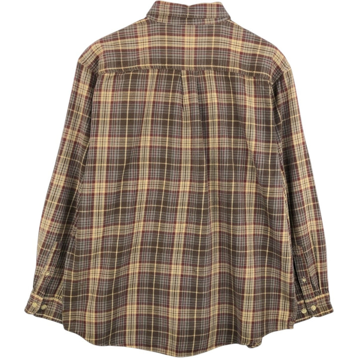 Carhartt long-sleeved button-down flannel check shirt, men's size L cotton Beige type Vintage Second Hand