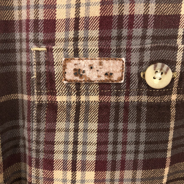 Carhartt long-sleeved button-down flannel check shirt, men's size L cotton Beige type Vintage Second Hand