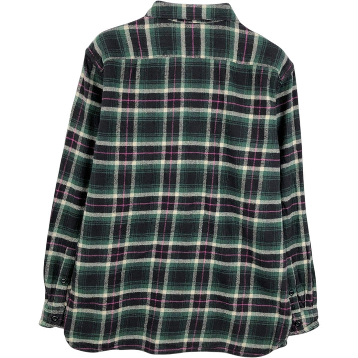 Levi's long-sleeved flannel check shirt, size M, men's cotton green type Vintage Second Hand