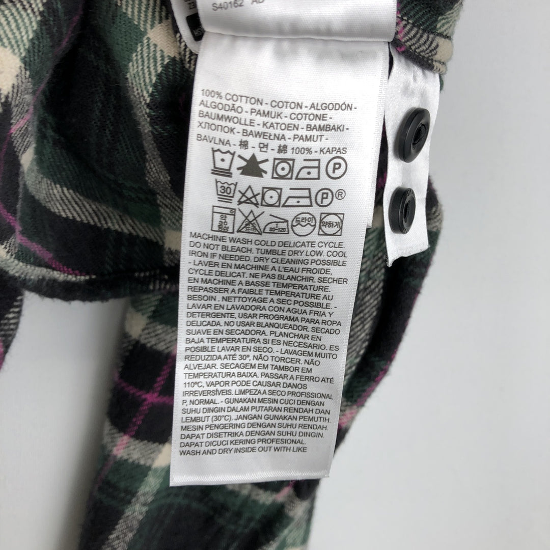 Levi's long-sleeved flannel check shirt, size M, men's cotton green type Vintage Second Hand