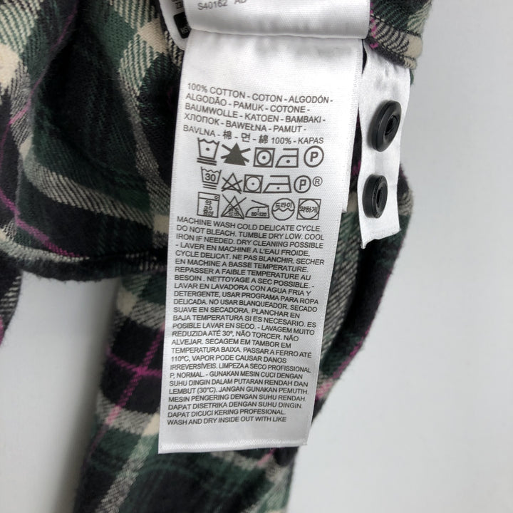 Levi's long-sleeved flannel check shirt, size M, men's cotton green type Vintage Second Hand